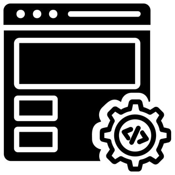 
Html source code of a web page with gear wheel sign, web development 
