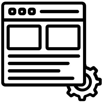 
Html source code of a web page with gear wheel sign, web development 
