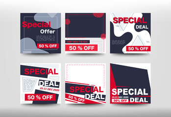 Special offer banner set for social media design. Vector.
