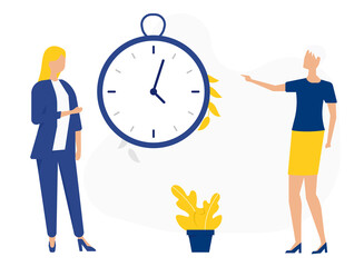 Business partners discussing time management for websites.