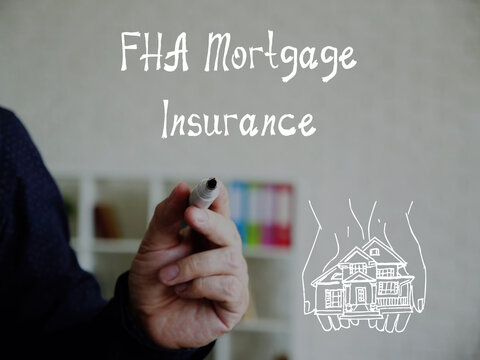 Business Concept About FHA Mortgage Insurance With Sign On The Page.