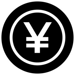 
A japanese currency sign, yen coin 
