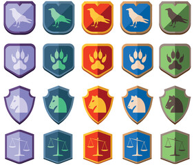 Unique geraldic icons in five variations