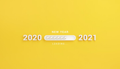 Obraz premium Loading new year 2020 to 2021 with progress bar. 3d render.