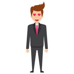 
A male business avatar with hearts presenting in love concept

