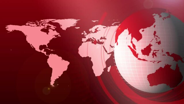 Red Color News Globe Animation Background for Headline News or Breaking News