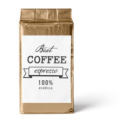 Coffee bag on white background