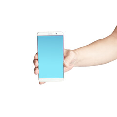 close-up handheld phone, blank screen。