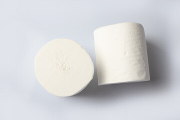 Close-up two rolls of toilet paper