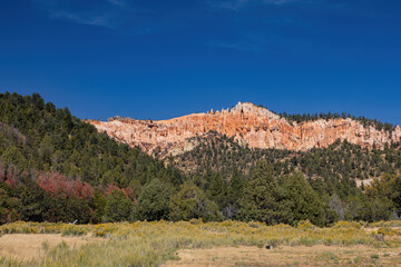 Beautiful sunny landscape around Bryce Zion Campground