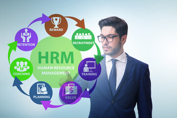 HRM - Human resource management concept with businessman