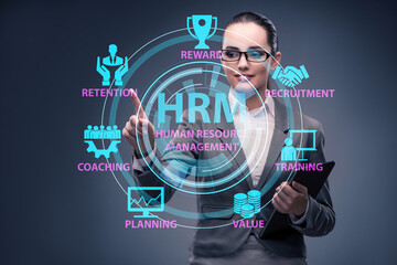 HRM - Human resource management concept with businesswoman
