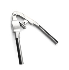Garlic press on white background