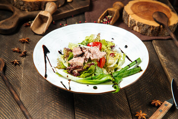 Tuna salad with fresh lettuce greens 