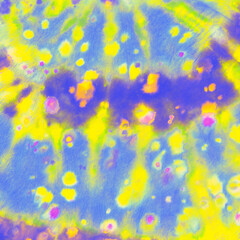 Obraz na płótnie Canvas Purple Tye Die Spiral. Yellow Hippie Repeat. 
