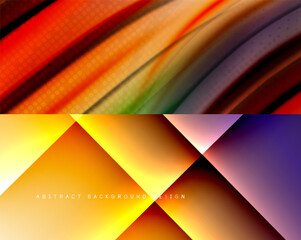 Set of minimal geometric abstract backgrounds. Vector illustrations for covers, banners, flyers and posters and other