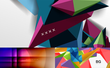 Set of minimal geometric abstract backgrounds. Vector illustrations for covers, banners, flyers and posters and other