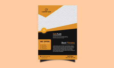 Fitness Flyer Layout with Rounded Layer. Template Design, Brochure Design, Graphic Elements, Flyer Design.