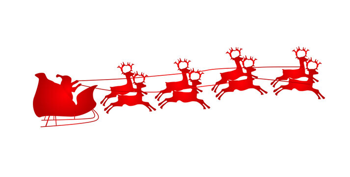 Illustration of Flying Santa and Christmas Reindeer