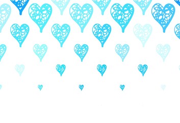 Fototapeta premium Light BLUE vector backdrop with sweet hearts.
