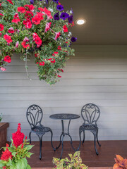 table with flowers in the garden