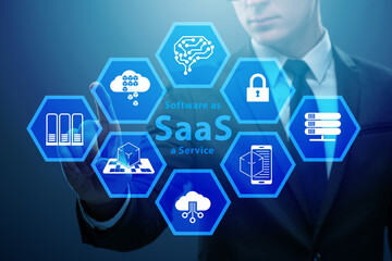 Software as a service - SaaS concept with businessman