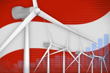 Austria wind energy power digital graph concept - green natural energy industrial illustration. 3D Illustration