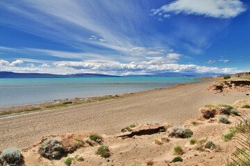 Lago argentino lake in Laguna Nimez Reserva, El Calafate, Patagonia, Argentina