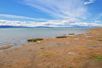 Lago argentino lake in Laguna Nimez Reserva, El Calafate, Patagonia, Argentina