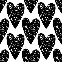 Heart doodle drawing seamless pattern.Design decoration element.