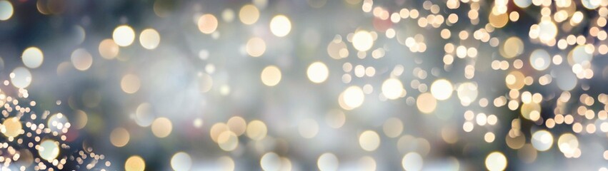 Christmas New Year background banner with golden bokeh lights
