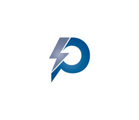 P Alphabet Electric Logo Design Concept