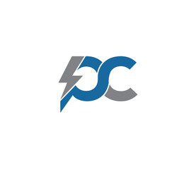 PC Alphabet Electric Logo Design Concept