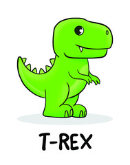 Cute baby t-rex standing. Vector illustration for t shirt design, print, poster, icon, web, graphic designs.