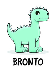 Cute baby Brontosaurus standing. Vector illustration for t shirt design, print, poster, icon, web, graphic designs.