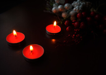 red candles on black background