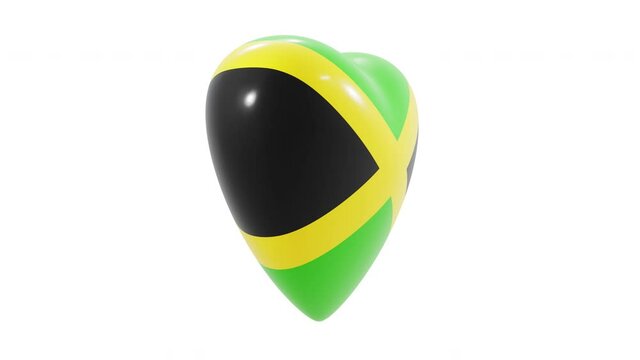 360-degree seamless looping spin of the Jamaica heart rendered in UHD, alpha matte is included