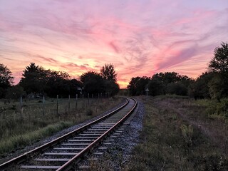 railway in the sunset