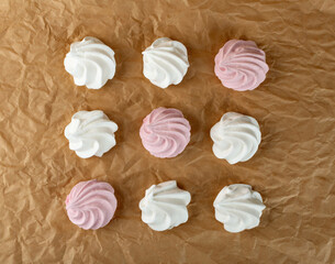 White Meringue Cookies Made from Whipped Egg Whites