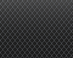 Wire mesh fence on a dark metal background.