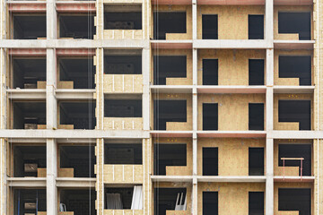 Building exterior view at housing construction time.