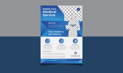 Medical Healthcare Blue Gradient Flyer Template For Your Medical Service.