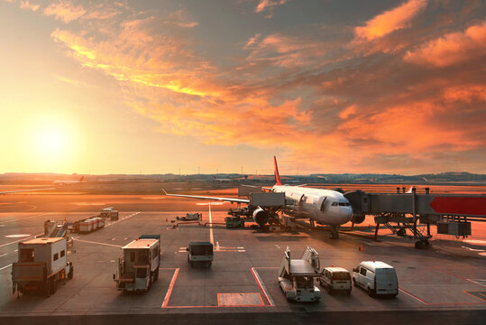 sunset at the airport