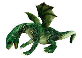 3D Rendering Fairy Tale Dragon on White