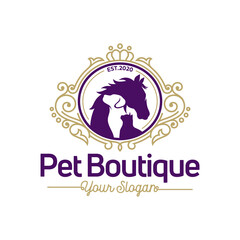 Horse, Dog, Cat Animal Logo Design Vector Template
