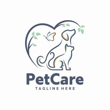 creative logo design concept Dog and Cat vector template
