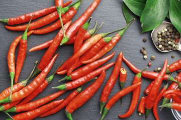 Hot red pepper. Chilean pepper on a black.
