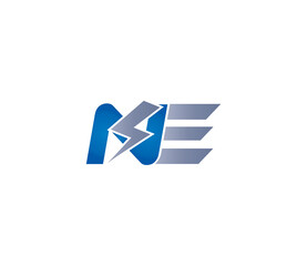 NE Alphabet Electric Logo Design Concept