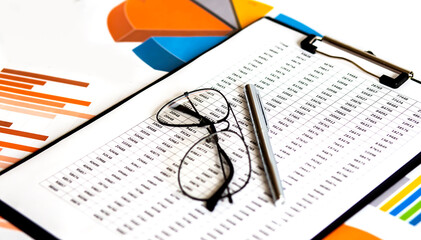 colorful graphs, charts, marketing research and business annual report background, management...