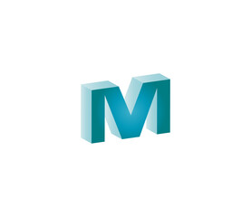 M Alphabet 3D Logo Design Concept